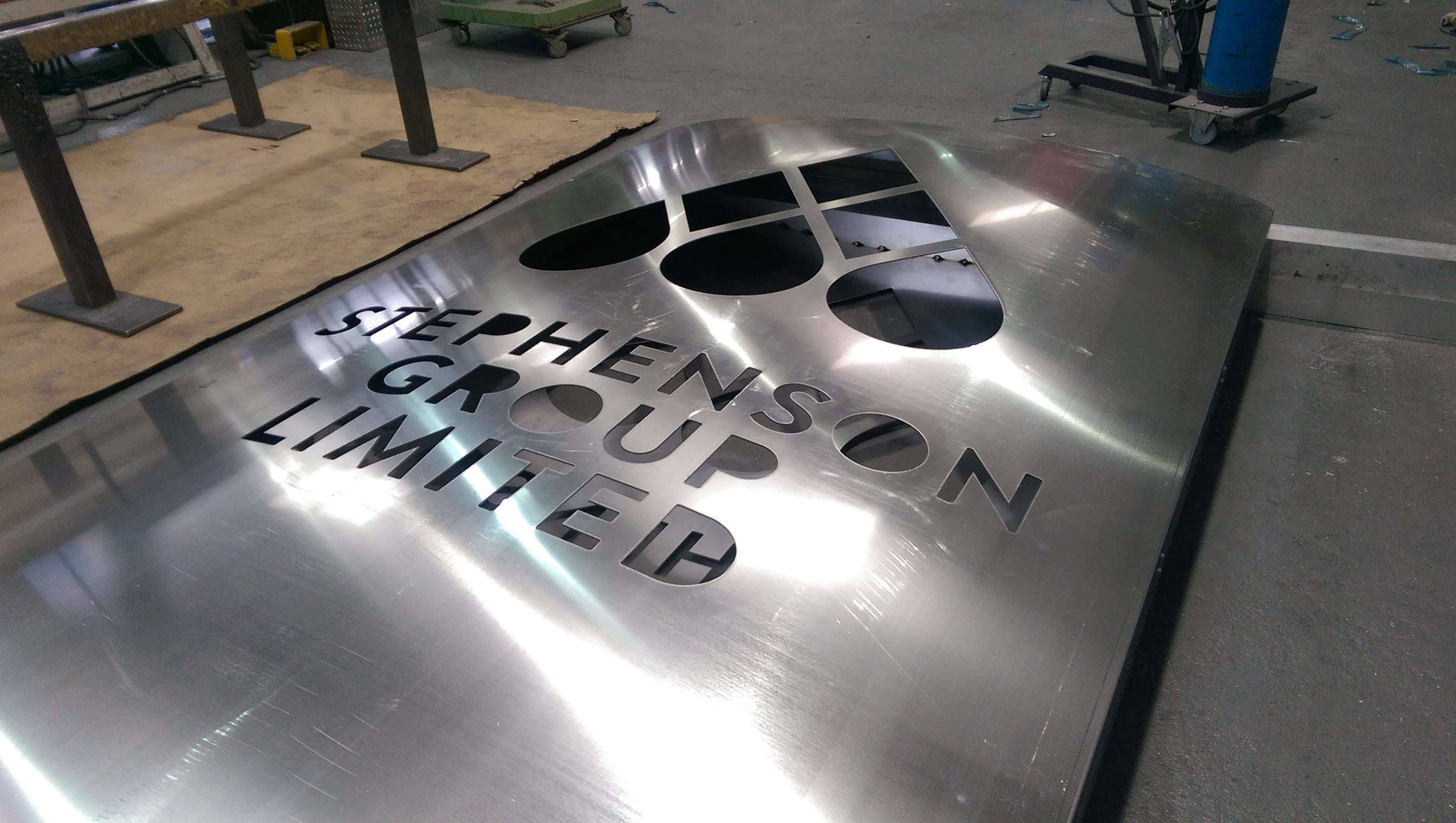 Aluminium sign created by professional metal fabricators and laser cut ready for painting by the team at PC Fabrications in Leeds Aluminium sign created by professional metal fabricators and laser cut ready for painting by the team at PC Fabrications in Leeds