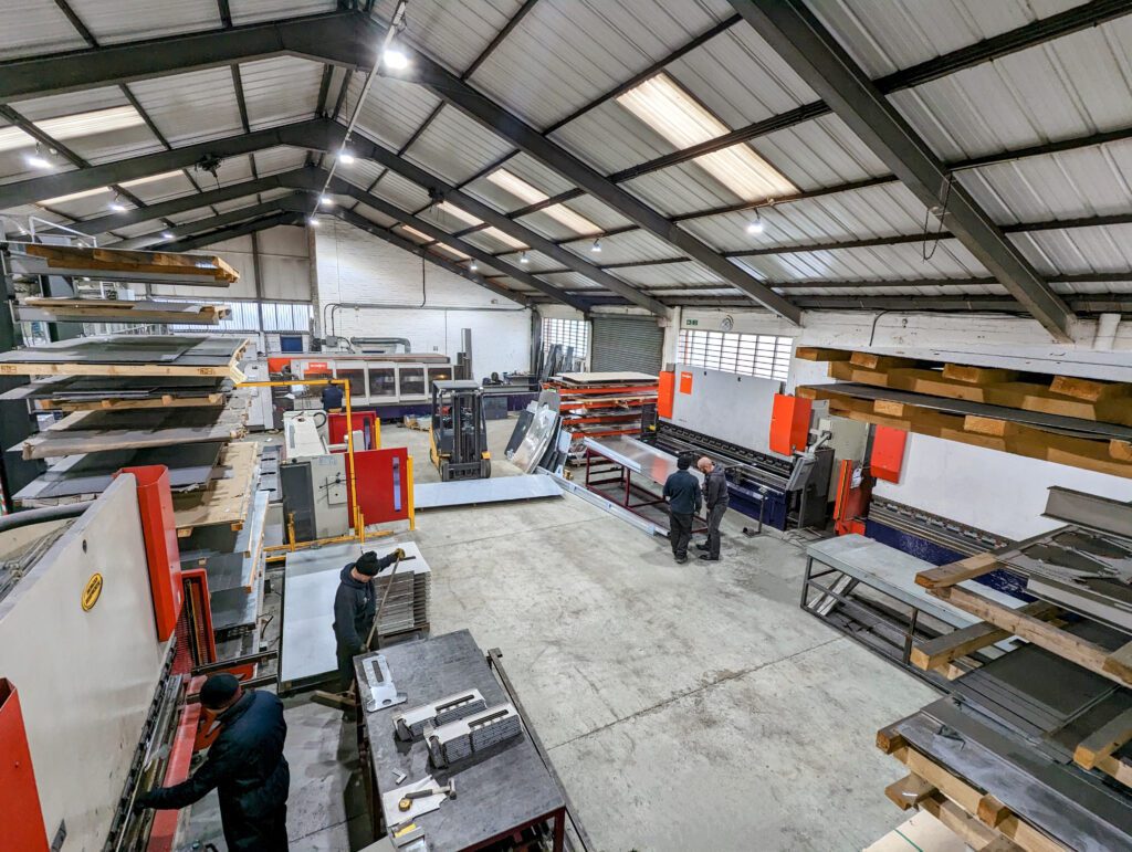 Shop Floor Picture showing lighting and new press brake